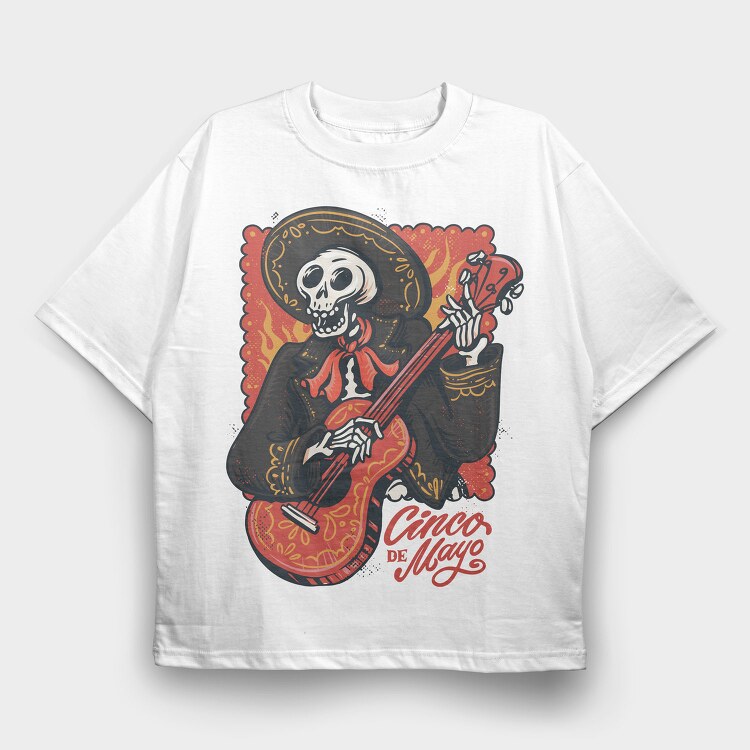 Mariachi Skeleton Cinco De Mayo Vintage, Tricou Oversize Barbati (Unisex)