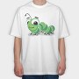 Green Caterpillar Smile, Tricou Oversize Barbati (Unisex)