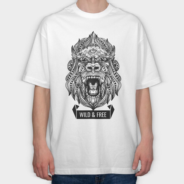 Gorilla Illustration, Tricou Oversize Barbati (Unisex)