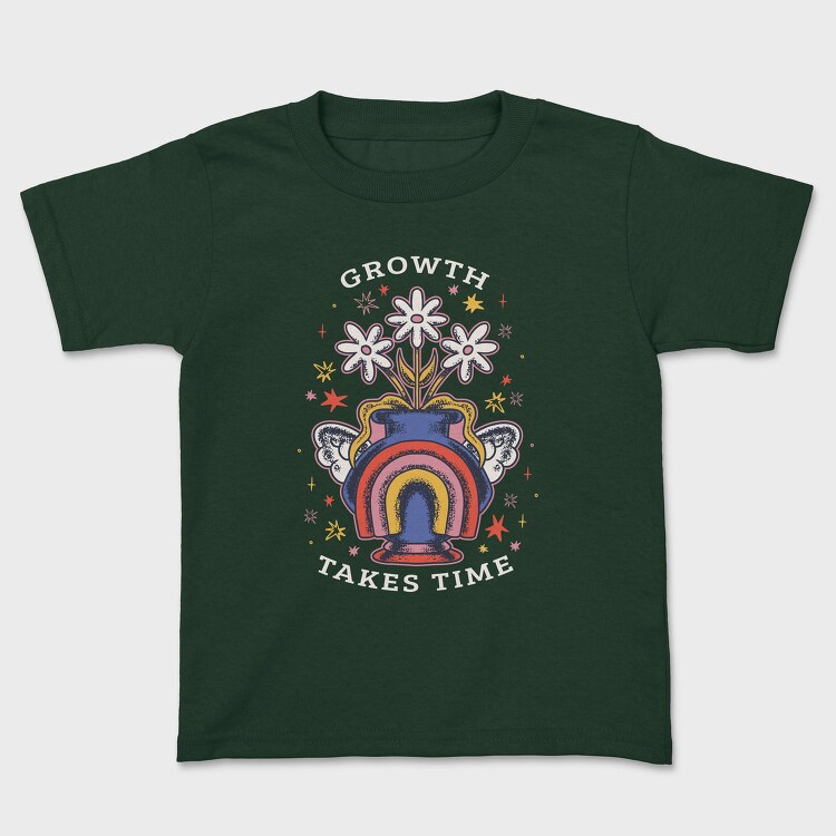 Growth Takes Time Floral Vase 02, Tricou Copii