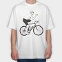 Man In Bicycle Eating Pizza Cyclist, Tricou Oversize Barbati (Unisex)