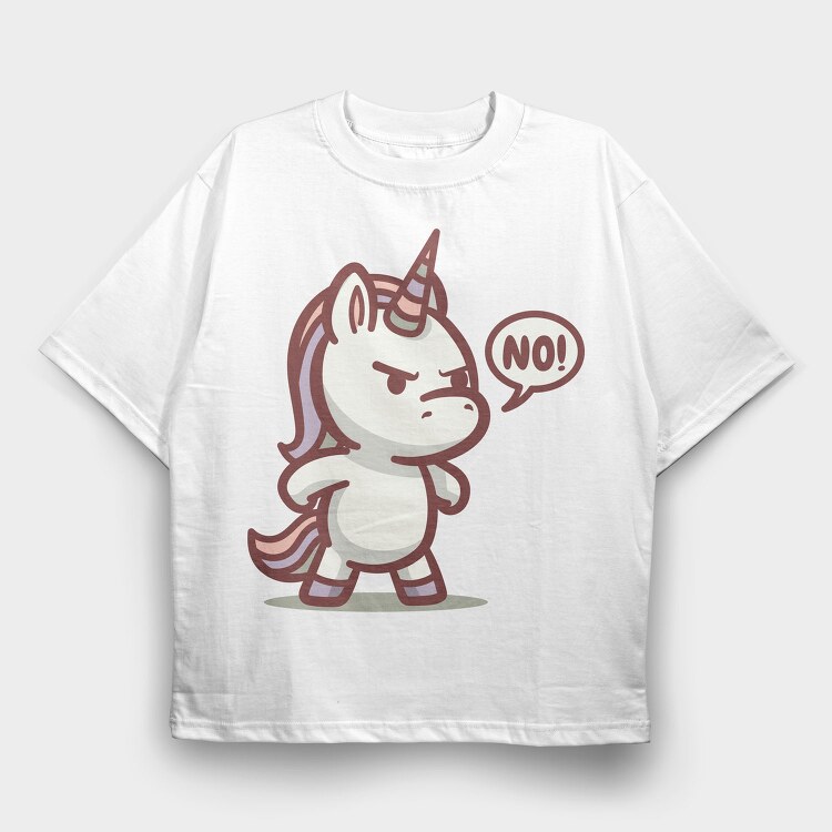 Grumpy Denial Unicorn No, Tricou Oversize Barbati (Unisex)