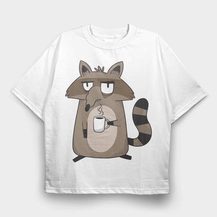 Grumpy Raccoon Coffee, Tricou Oversize Barbati (Unisex)