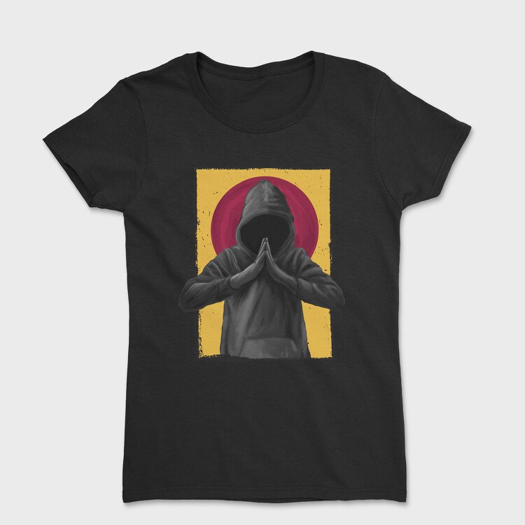 Man Praying In A Hood Realistic, Tricou Femei
