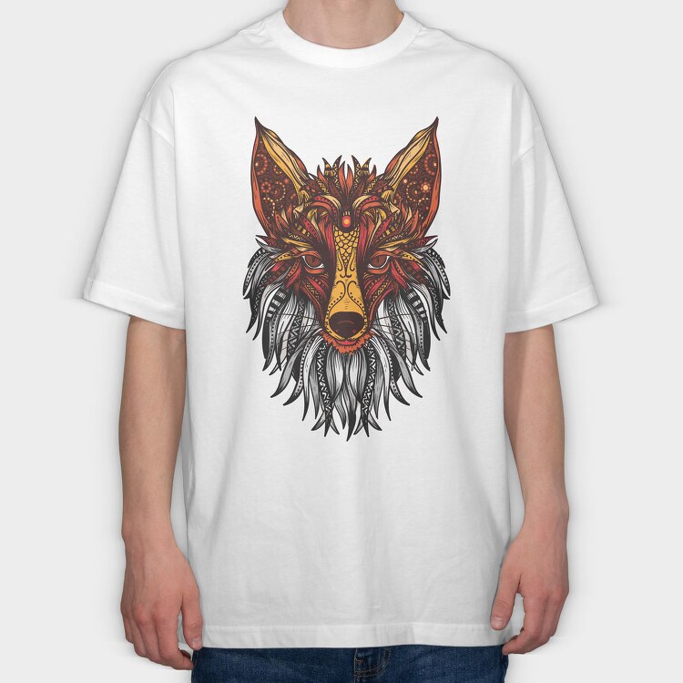 Mandala Fox Color 001, Tricou Oversize Barbati (Unisex)