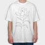 Magnolia Flower Line Art, Tricou Oversize Barbati (Unisex)