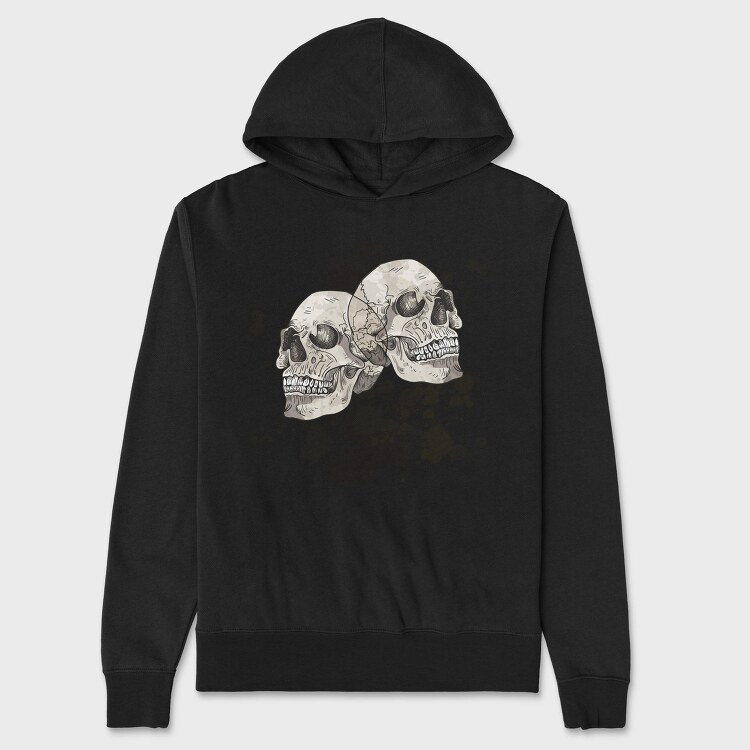 Grungy Skulls Halloween Emblem, Hanorac Oversize Barbati (Unisex)