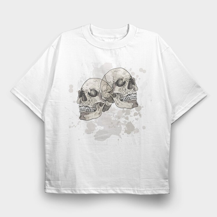 Grungy Skulls Halloween Emblem, Tricou Oversize Barbati (Unisex)