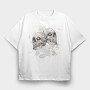 Grungy Skulls Halloween Emblem, Tricou Oversize Barbati (Unisex)