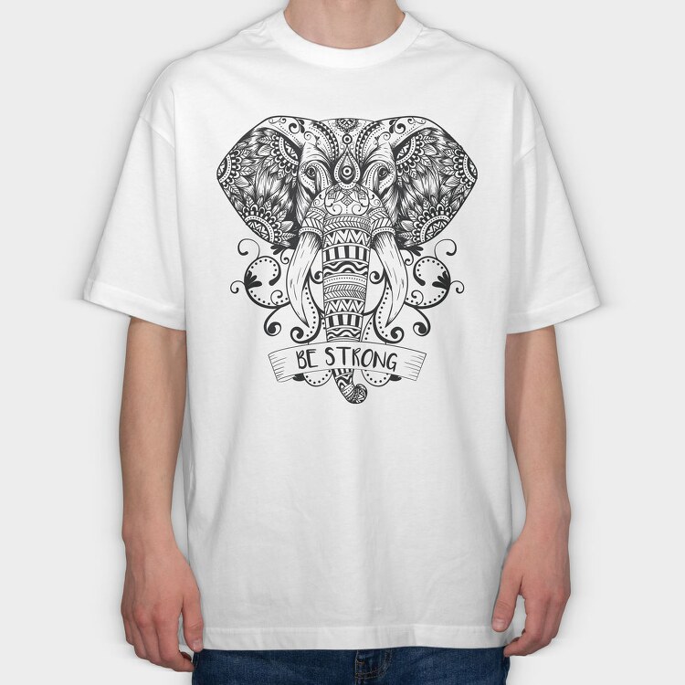 Mandala Elephant, Tricou Oversize Barbati (Unisex)