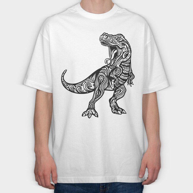 Mandala T Rex, Tricou Oversize Barbati (Unisex)