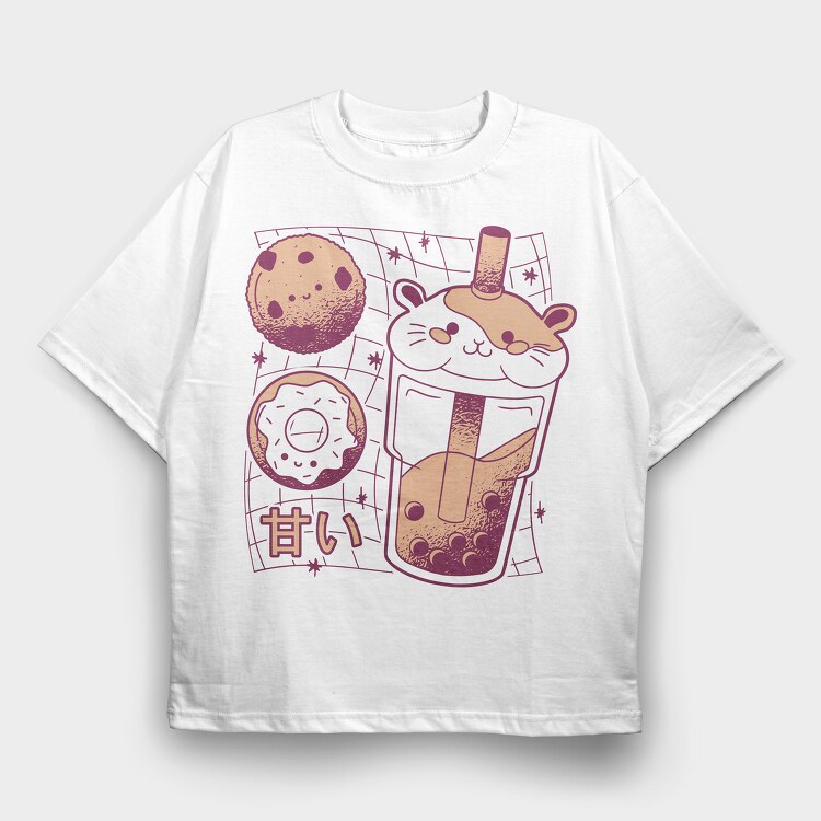 Guinea Pig Boba Tea Love, Tricou Oversize Barbati (Unisex)