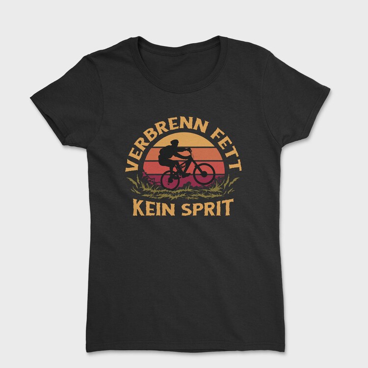 Man On Bicycle Mountain Bike Retro Sunset, Tricou Femei