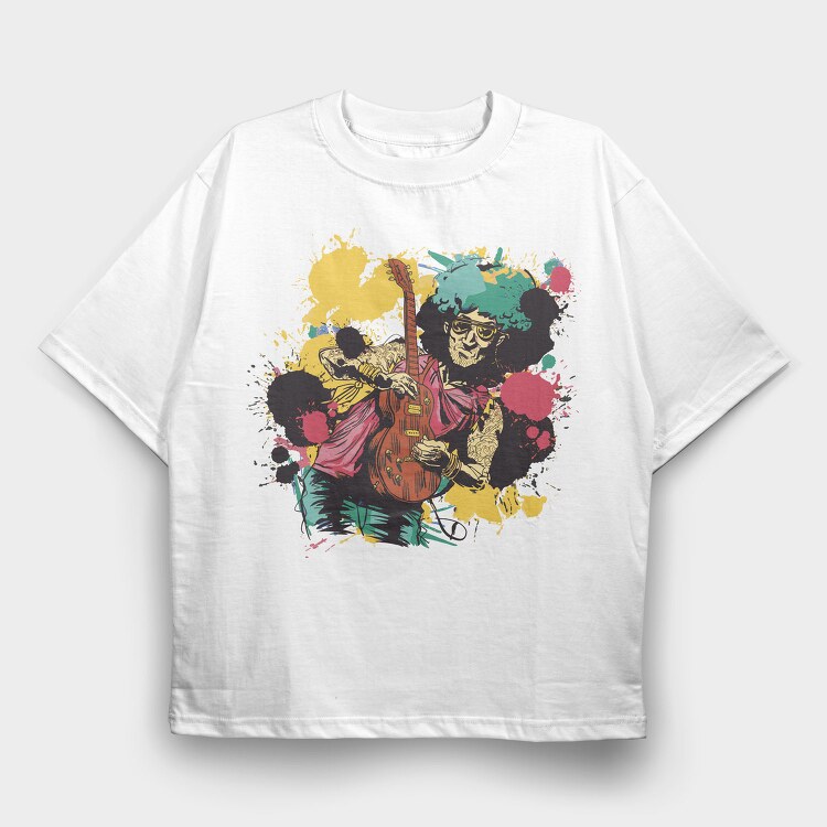 Guitar Player Musician Guitarist Colorfull, Tricou Oversize Barbati (Unisex)
