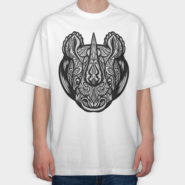 Mandala Rhino, Tricou Oversize Barbati (Unisex)