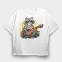 Guitarist Raccoon Racoon, Tricou Oversize Barbati (Unisex)