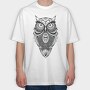 Mandala Owl Illustration 001, Tricou Oversize Barbati (Unisex)