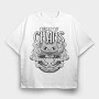 Halloween Cat Chaos Quote, Tricou Oversize Barbati (Unisex)