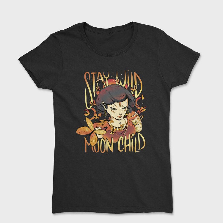 Magical Woman With Butterflies Moon Child, Tricou Femei