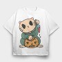Halloween Cat Lucky, Tricou Oversize Barbati (Unisex)
