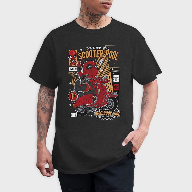 Deadpool Scooter Rider, Tricou Barbati (Unisex)