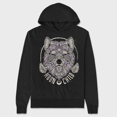 Mandala Wolf Moon Child Tote, Hanorac Oversize Barbati (Unisex)