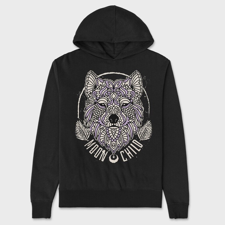 Mandala Wolf Moon Child Tote, Hanorac Oversize Barbati (Unisex)