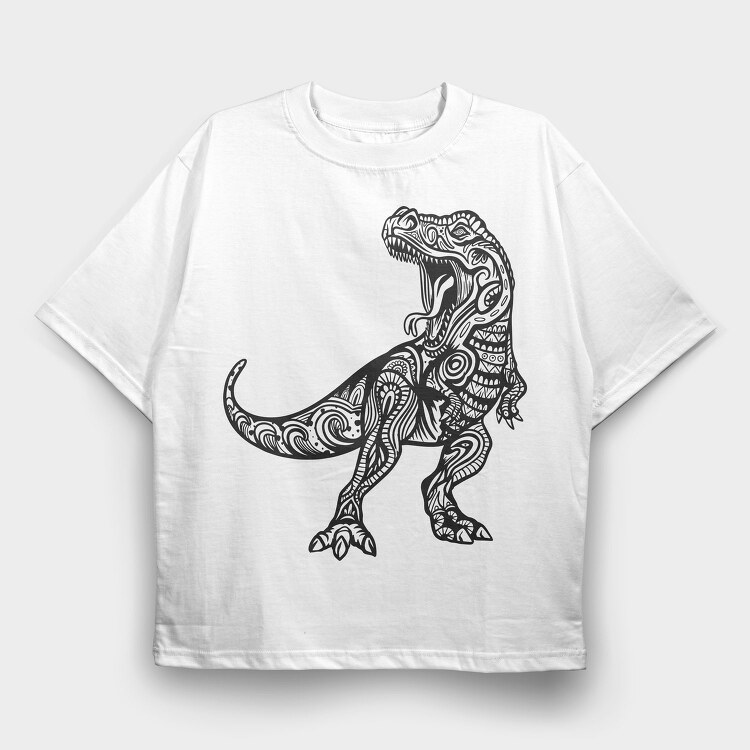 Mandala T Rex, Tricou Oversize Barbati (Unisex)