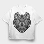 Mandala Rhino, Tricou Oversize Barbati (Unisex)