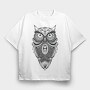 Mandala Owl Illustration 001, Tricou Oversize Barbati (Unisex)