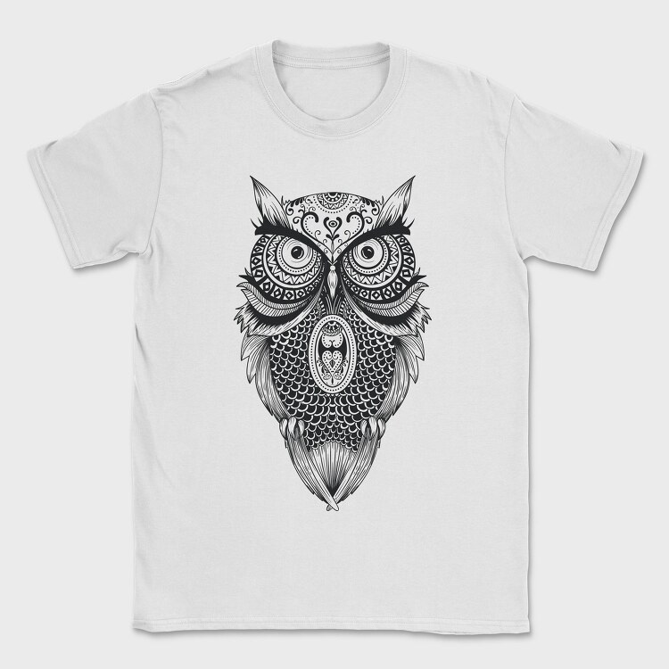 Mandala Owl Illustration 001, Tricou Barbati (Unisex)