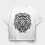 Mandala Lion Leon 001, Tricou Oversize Barbati (Unisex)