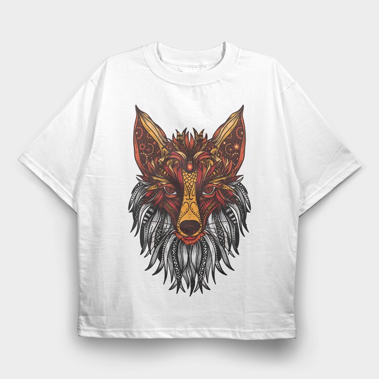 Mandala Fox Color 001, Tricou Oversize Barbati (Unisex)