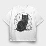 Halloween Mystical Black Cat, Tricou Oversize Barbati (Unisex)