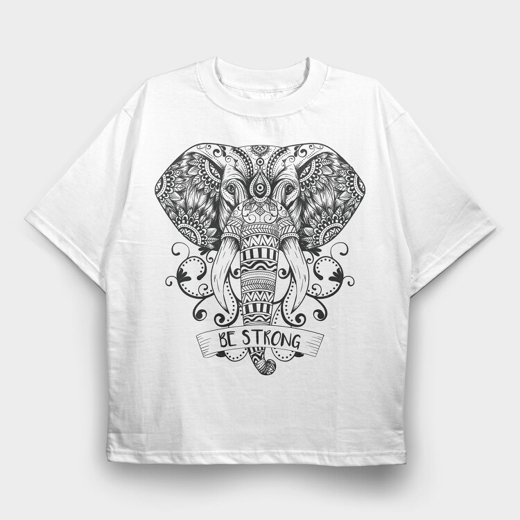 Mandala Elephant, Tricou Oversize Barbati (Unisex)