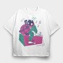 Man With Boombox Retro 80S Character, Tricou Oversize Barbati (Unisex)