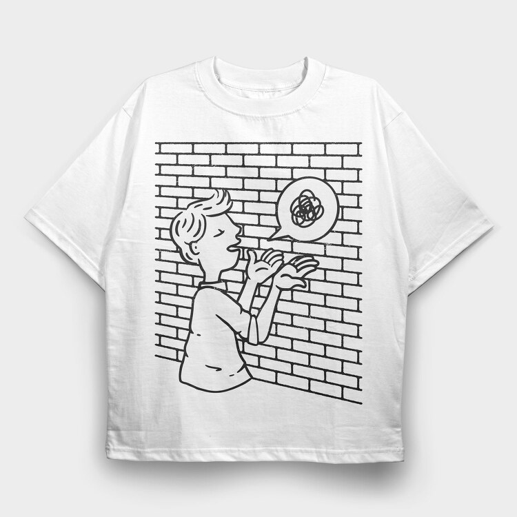 Man Talking To Wall, Tricou Oversize Barbati (Unisex)