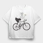 Man In Bicycle Eating Pizza Cyclist, Tricou Oversize Barbati (Unisex)