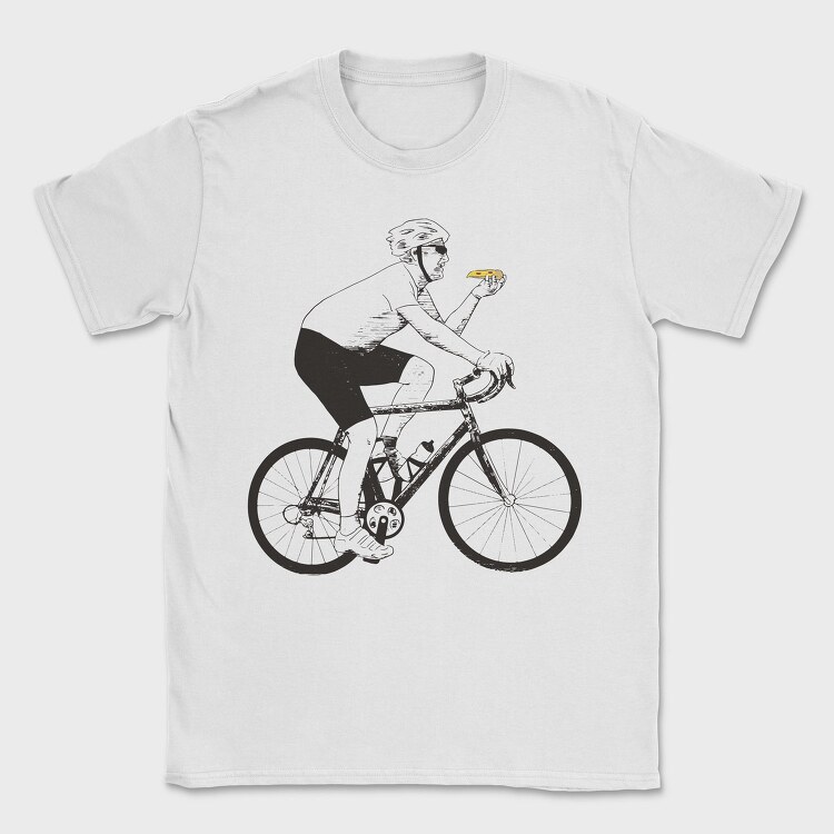 Man In Bicycle Eating Pizza Cyclist, Tricou Barbati (Unisex)