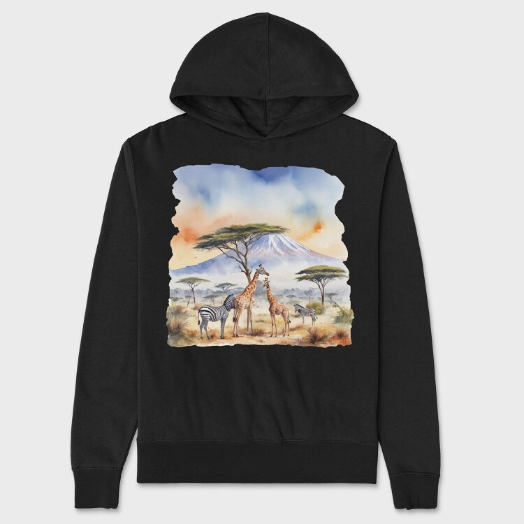 Majestic Wildlife Kilimanjaro Scene Mount Tote, Hanorac Oversize Barbati (Unisex)