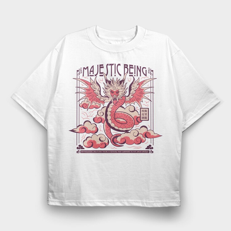 Majestic Dragon In The Clouds, Tricou Oversize Barbati (Unisex)