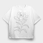 Magnolia Flower Line Art, Tricou Oversize Barbati (Unisex)