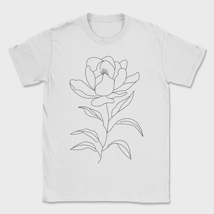 Magnolia Flower Line Art, Tricou Barbati (Unisex)