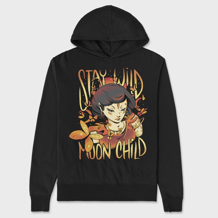 Magical Woman With Butterflies Moon Child, Hanorac Oversize Barbati (Unisex)