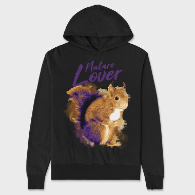 Squirrel Animal Watercolor Nature Lover, Hanorac Oversize Barbati (Unisex)