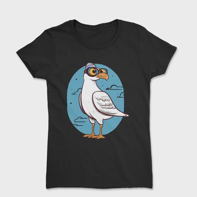 Seagull With Eyeglasses Character, Tricou Femei