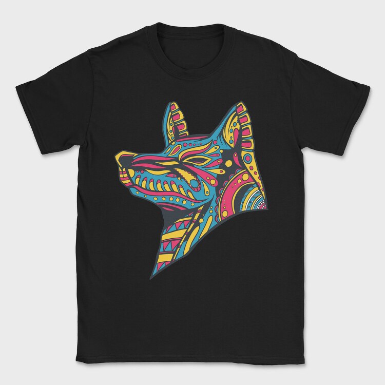 Huichol Colorful Wolf, Tricou Barbati (Unisex)