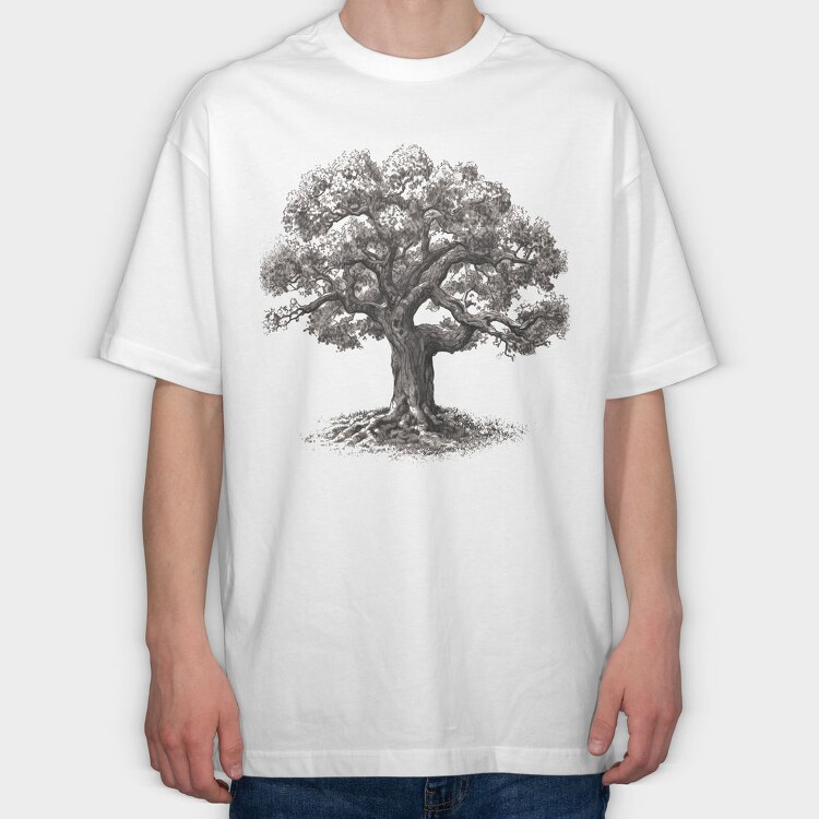 Serene Oak Tree, Tricou Oversize Barbati (Unisex)