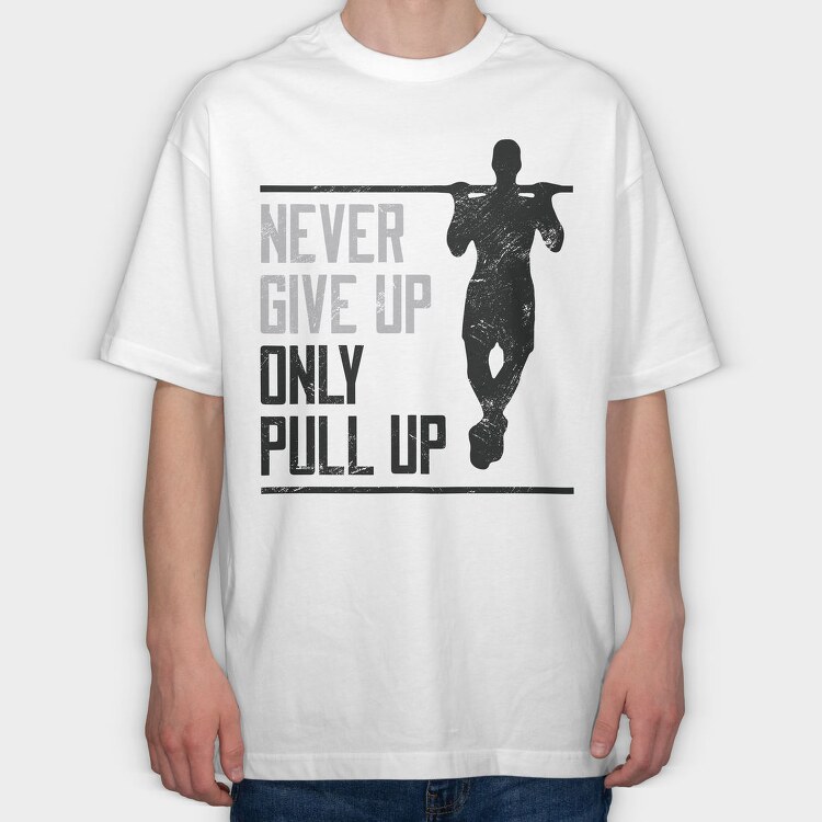 Silhouette Doing Calisthenics Only Pullup, Tricou Oversize Barbati (Unisex)