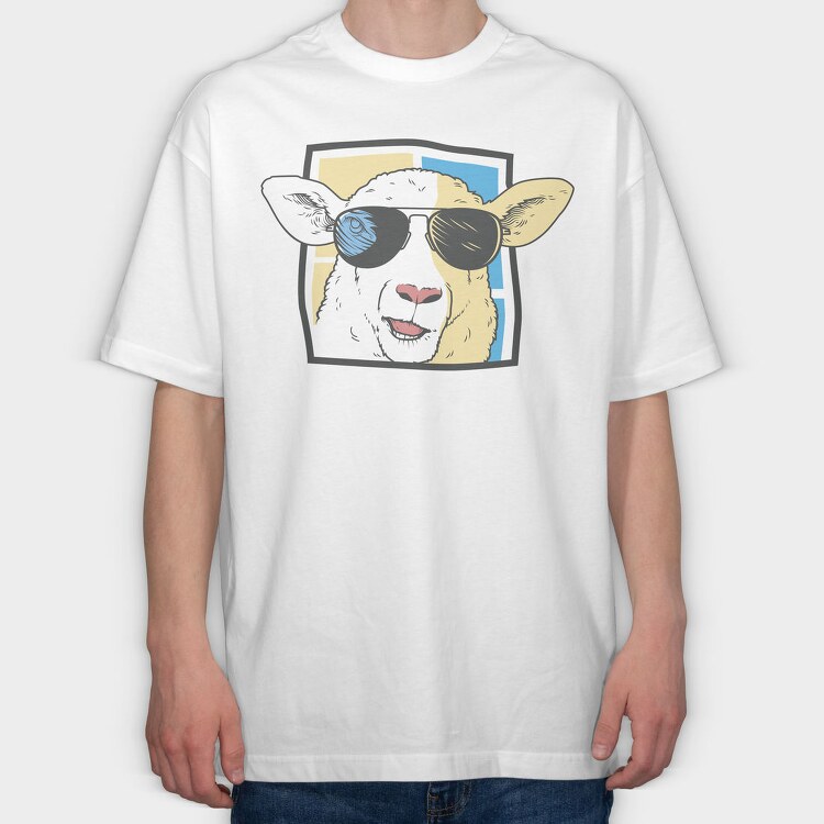 Sheep With Sunglasses, Tricou Oversize Barbati (Unisex)